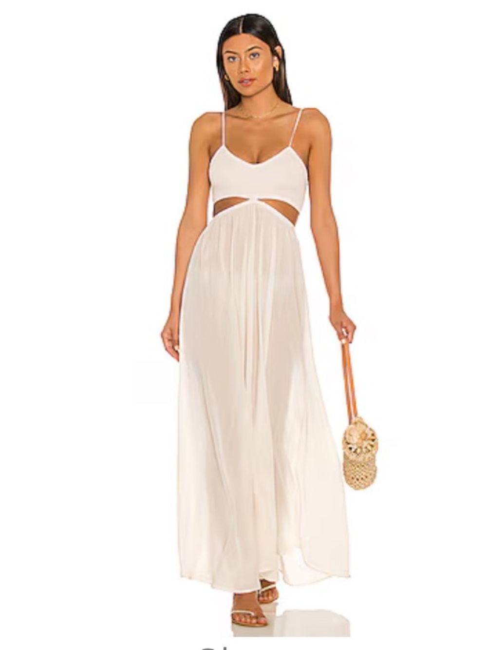 Indah Innocence Solid Maxi Dress Gauze Cut Out